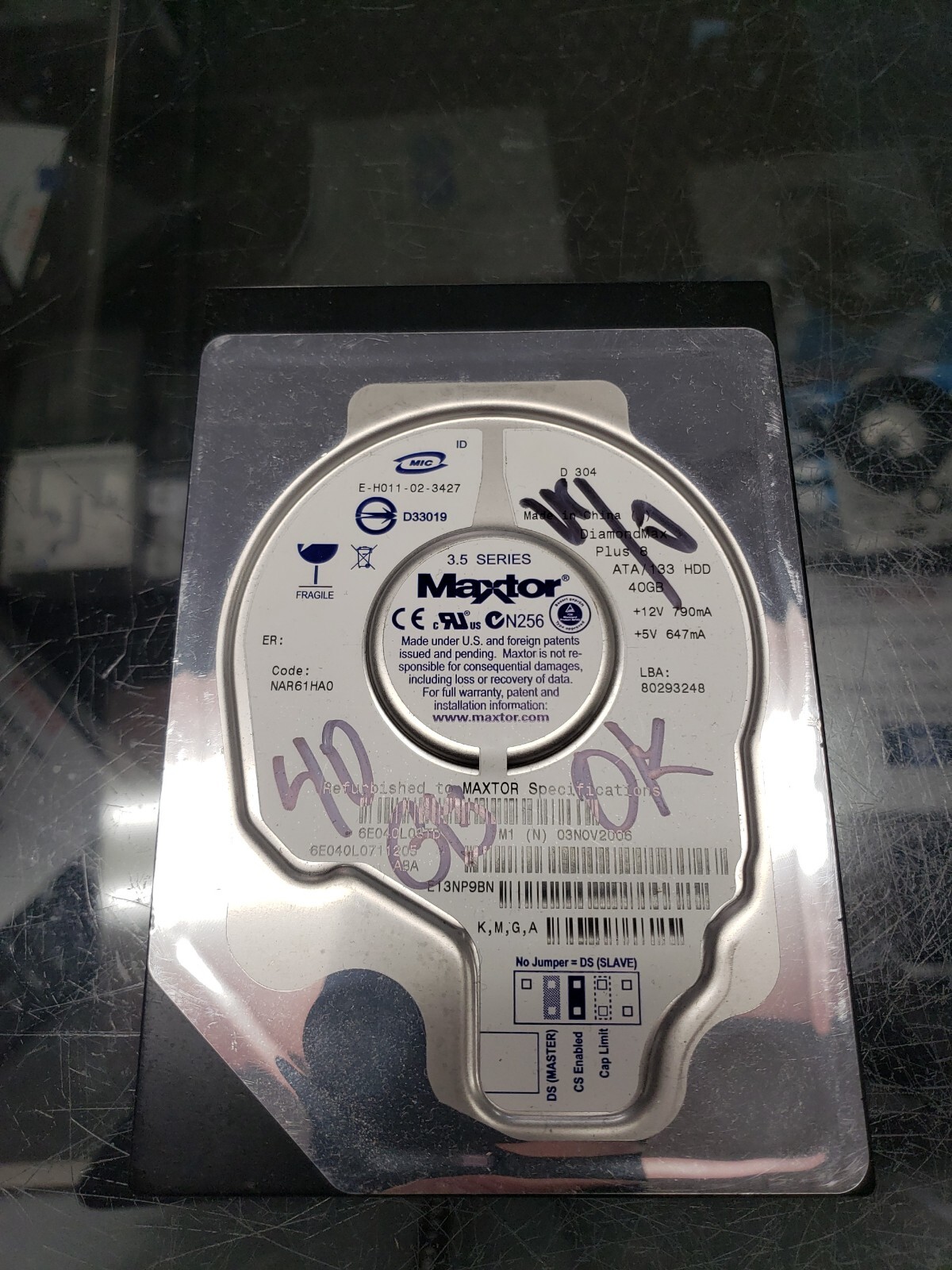 40GB sata desktop Hard Drives various makes tested 