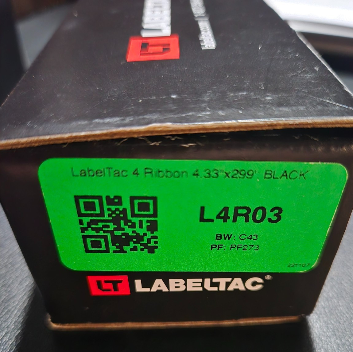 LabelTac® 4 Print Ribbon - Model L4R03 black 4" inch safety label w/ spool NEW