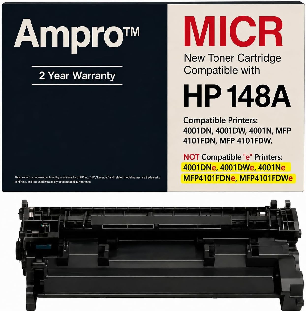 Ampro 148A MICR, W1480A MICR Compatible with HP 148A MICR, W1480A,MICR This C...