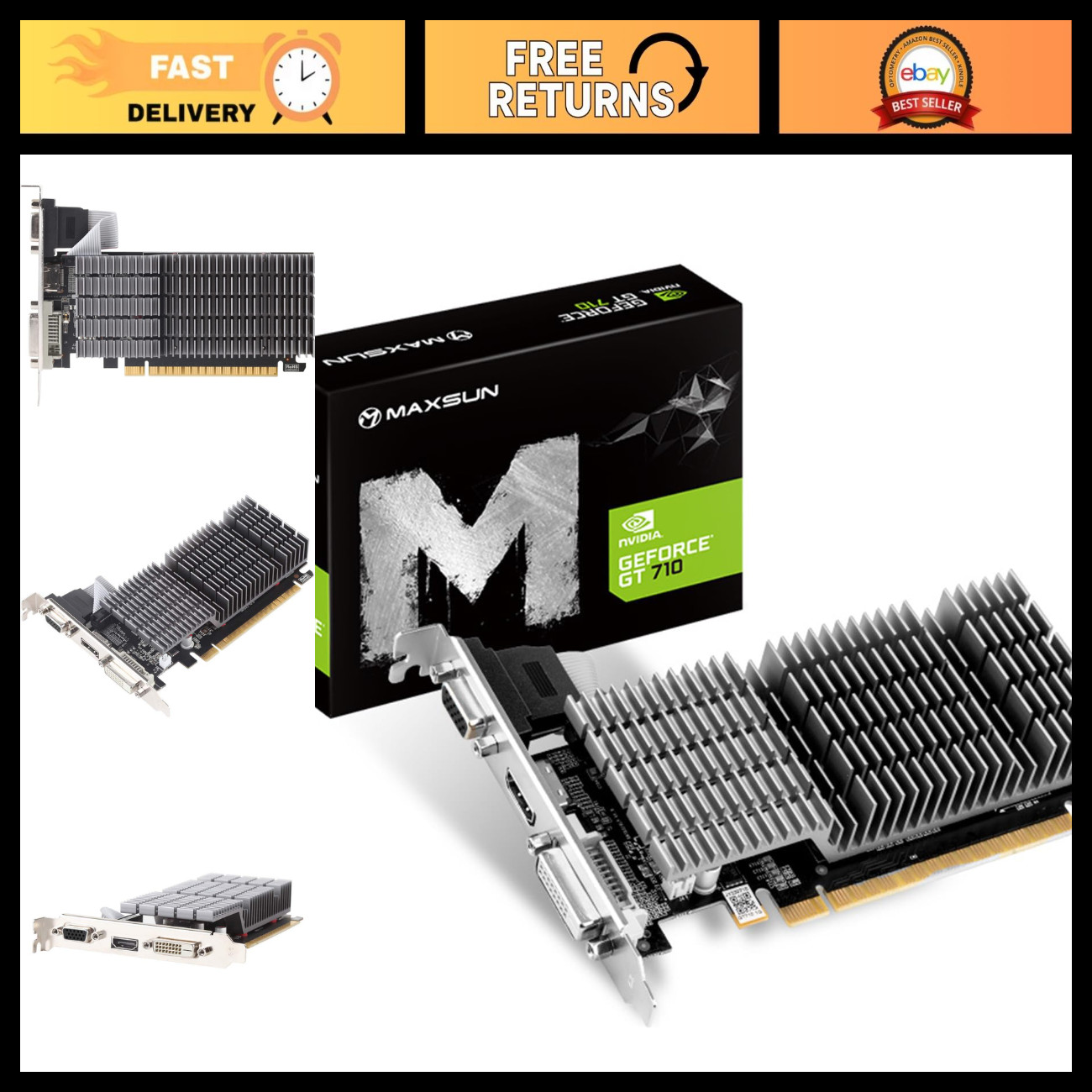 Low Profile 2GB Graphics Card - DirectX 12, OpenGL 4.5, HDMI, DVI-D, VGA, Fanles