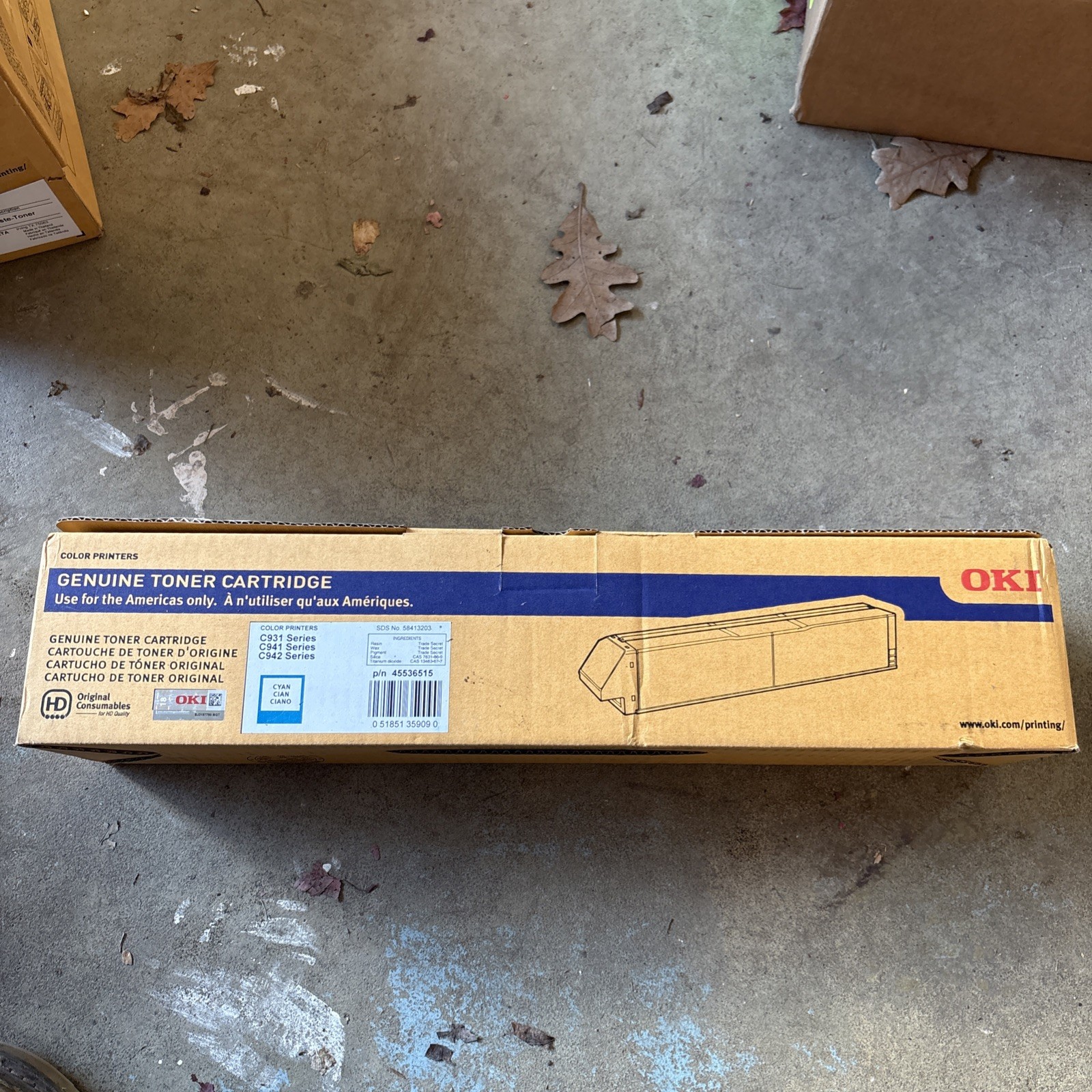 Genuine Oki C931 C941 C942 Cyan Toner Cartridge 45536515 for Okidata 
