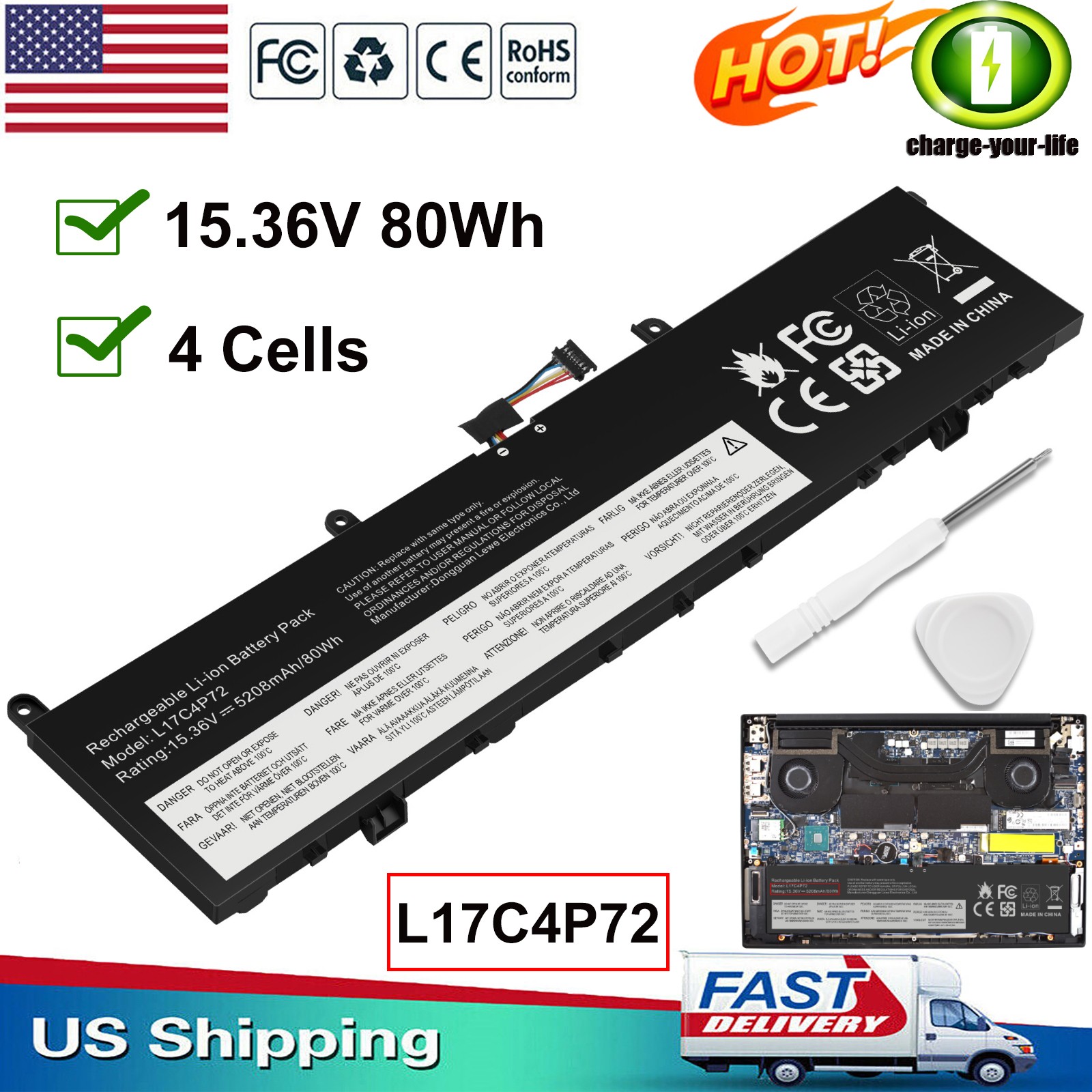 ✅L17C4P72 Battery for Lenovo ThinkPad X1 Extreme 1st/2nd ThinkPad P1 1st/2nd Gen