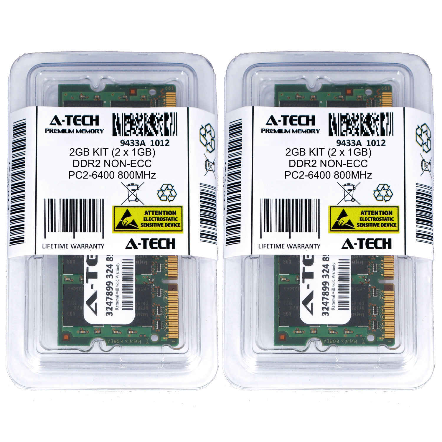 A-Tech 2GB 2 x 1GB PC2-6400 Laptop SODIMM DDR2 800 MHz Notebook Memory RAM 2G 1G