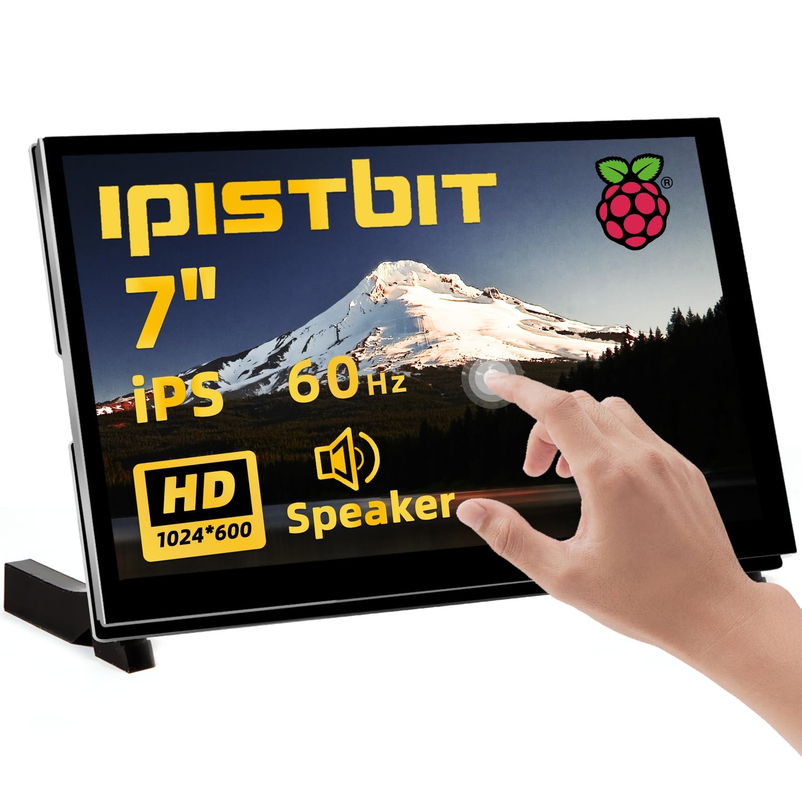 iPistBit 7" Raspberry Pi Touchscreen Monitor 1024x600 IPS Dual Speakers