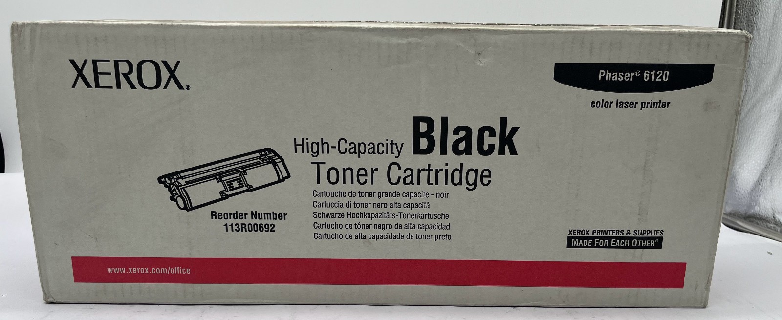 Genuine Xerox 113R00692 Phaser 6120 High Yield Toner Cartridge, Black, OEM