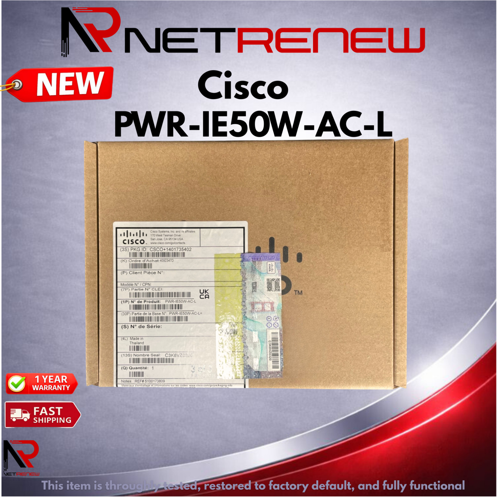 NEW Cisco PWR-IE50W-AC-L AC  Power Supply 50W DIN Rail Industrial