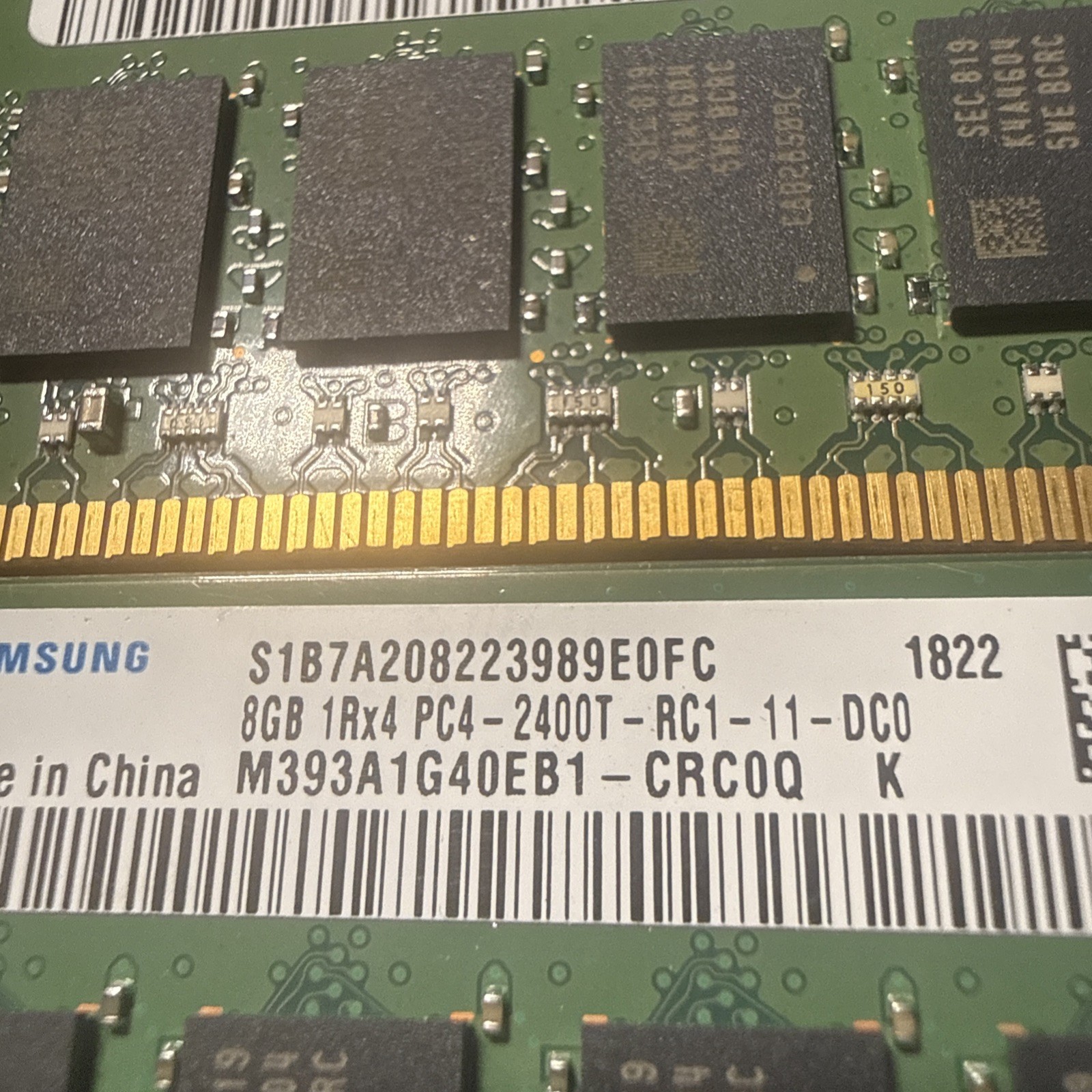 Lot Of 2 Samsung 8GB DDR4 PC4-2400T ECC  288-Pin RDIMM M393A1G40EB1-CRC0Q