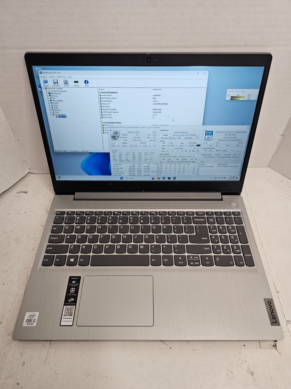 Lenovo Ideapad 3 15IIL05 i3-10051G1 12GB RAM 256GB SSD Win 11 #04