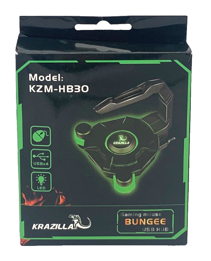 Krazilla LED Gaming Mouse Bungee 2.0 Hub  4 Ports (Model#KZM-HB30)  New In Box