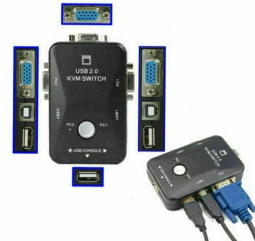 2 or 4 Port USB/PS2 KVM VGA Switch with 2 or 4 Set Cable For Mouse Monitor PC