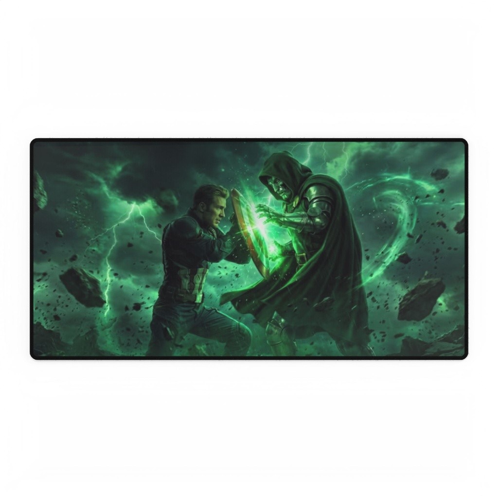Captain America Vs Doctor Doom Green Magic Epic Battle Mouse Pad Desk Mats
