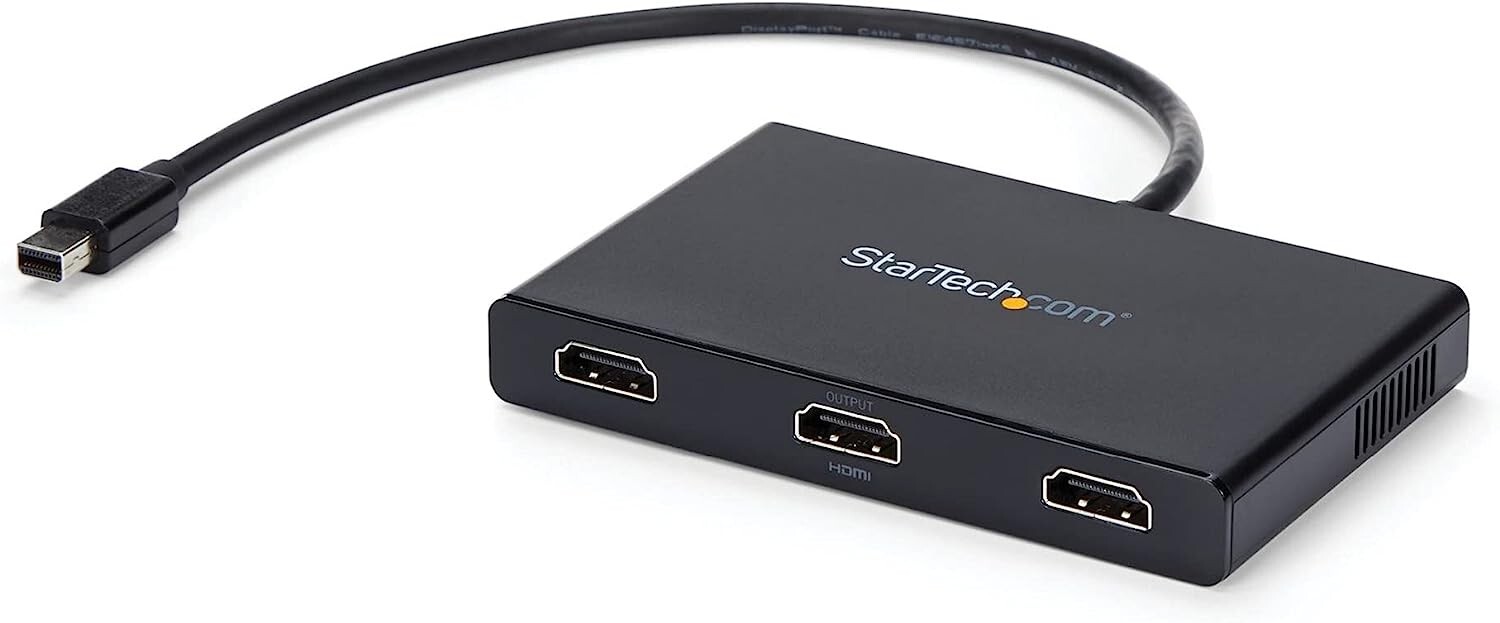 StarTech.com 3-Port Multi Monitor Adapter, Mini DisplayPort to HDMI MST Hub, 3x 