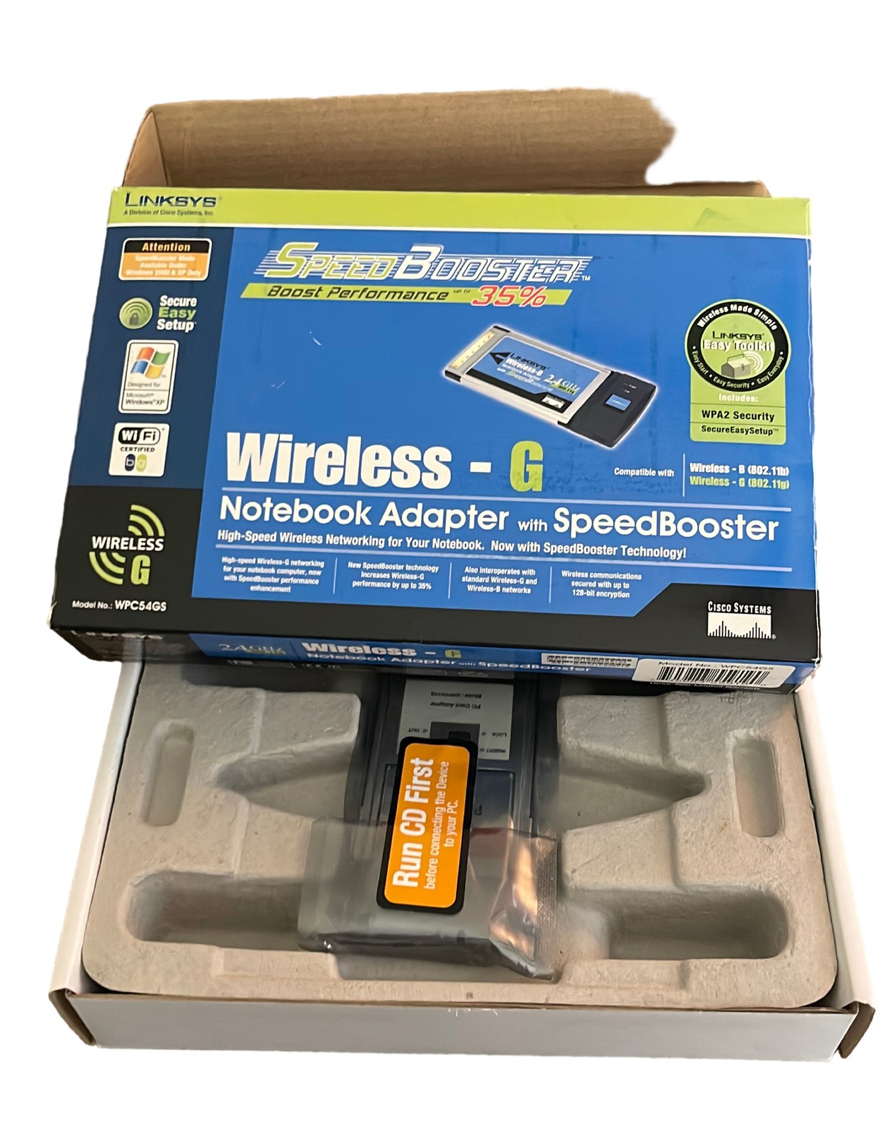 Linksys WPC54GS Wireless-G Notebook Adapter SpeedBooster PCMCIA Card