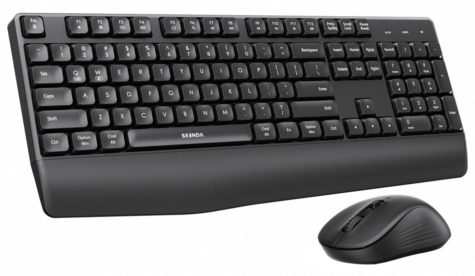 seenda Wireless Bluetooth Keyboard Mouse Combo, COE200 Full Size, Black