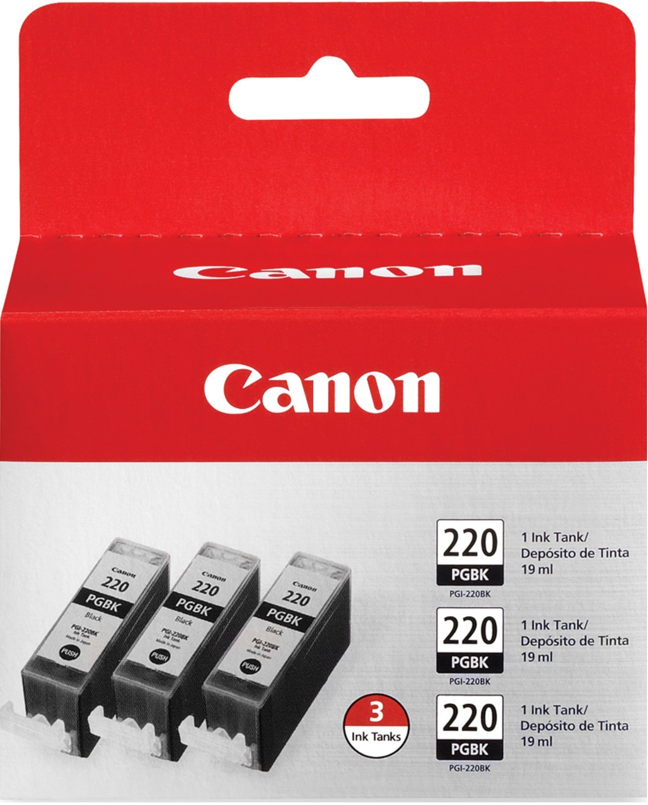 New Genuine Canon PGI-220 Black 3PK Ink Cartridges PIXMA MP620, MP620B, MP640
