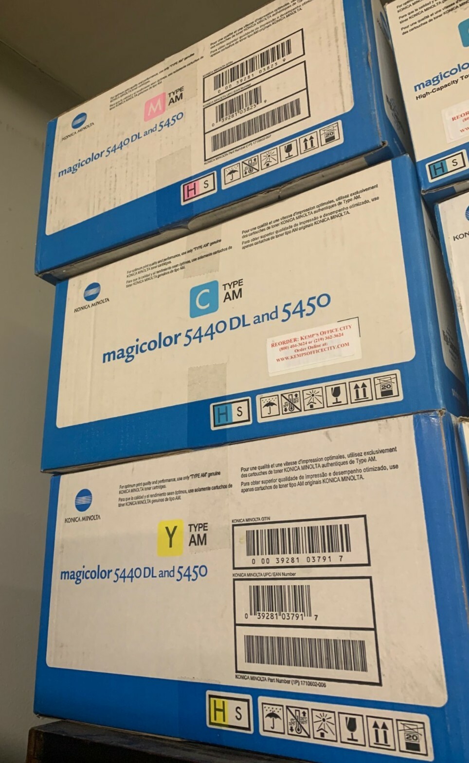 KONICA MINOLTA MC 5440 5450 Series Hi Capacity Toner Cyan, Magenta, Yellow, WST