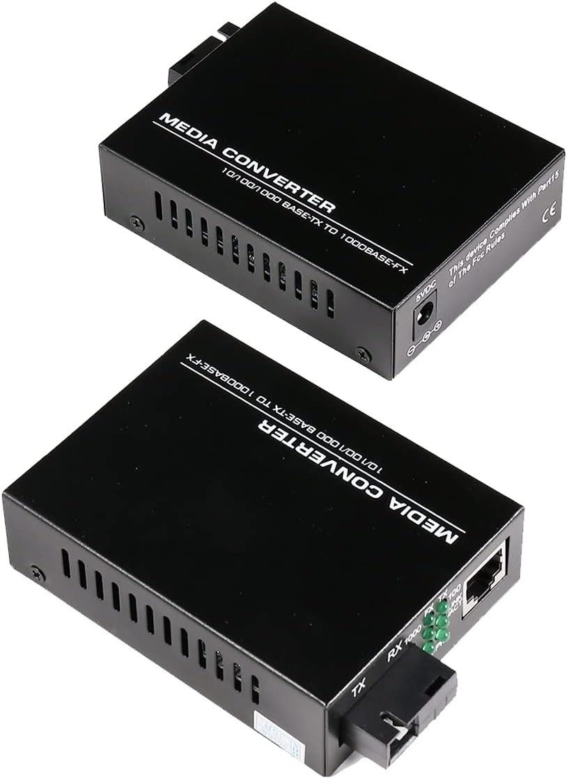 A Pair 2 Pack SC Single Mode Gigabit Ethernet Media Converter 10/100/1000Mbps