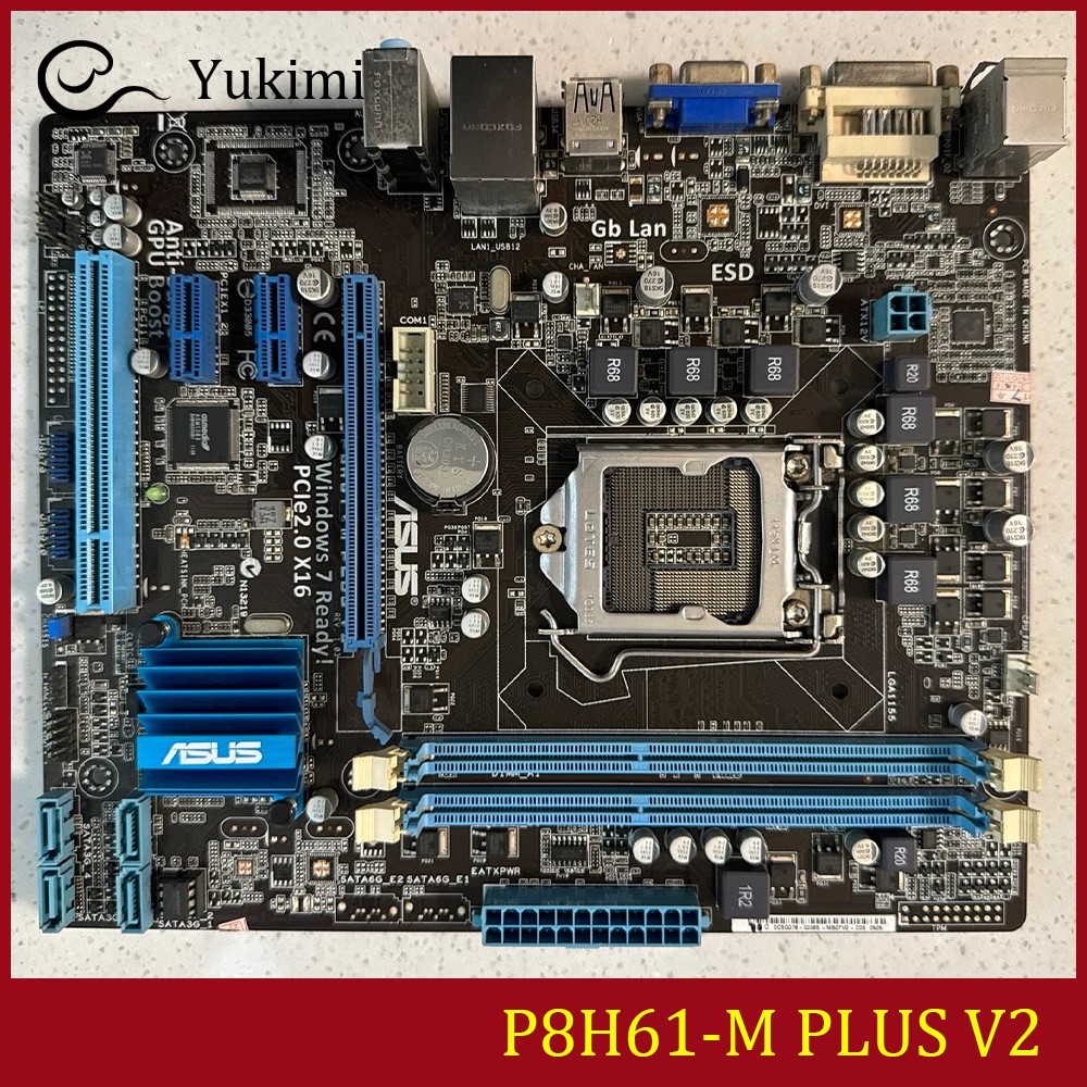 FOR ASUS P8H61-M PLUS V2 DDR3*2 LGA 1155 16GB VGA DVI uATX Ｍotherboard Test OK