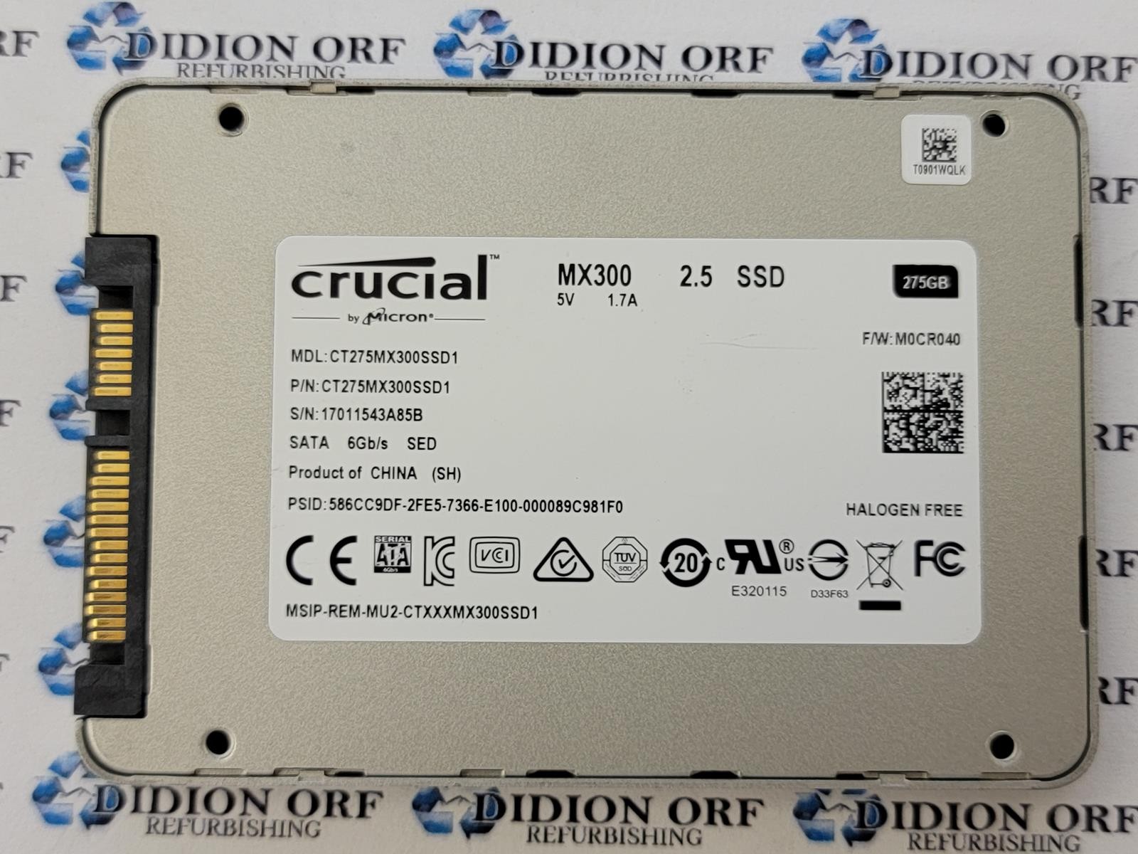 CRUCIAL 275GB 2.5" SATA SSD CT275MX300SSD1, Grade C, SKU 24036