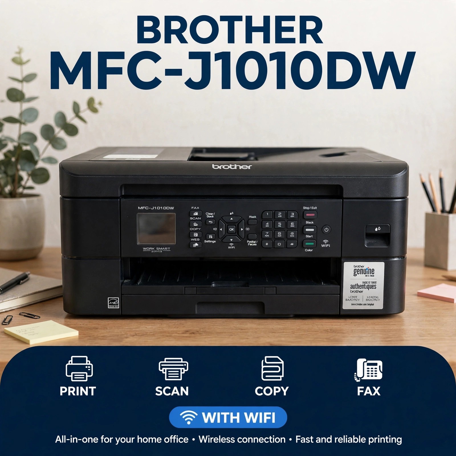 Brother MFC-J1010DW Work Smart Wireless Color Inkjet All-in-One Fax