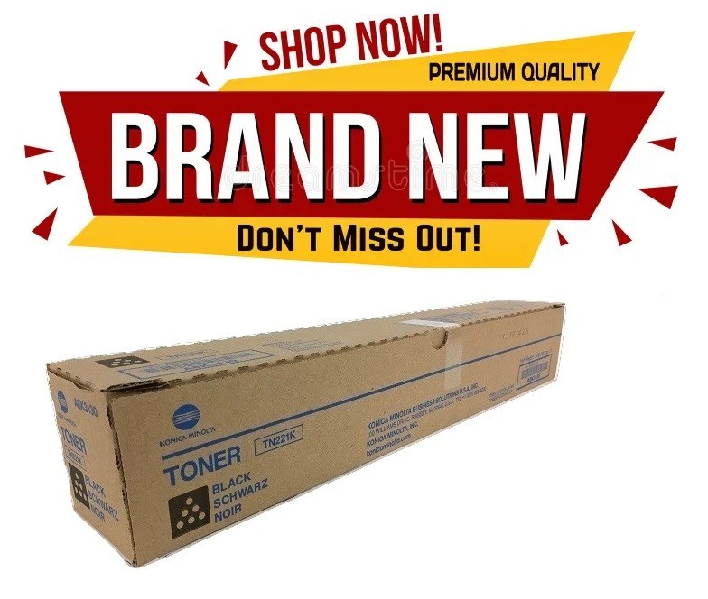 Genuine Konica Minolta TN221 Black Toner Cartridge OEM Brand New