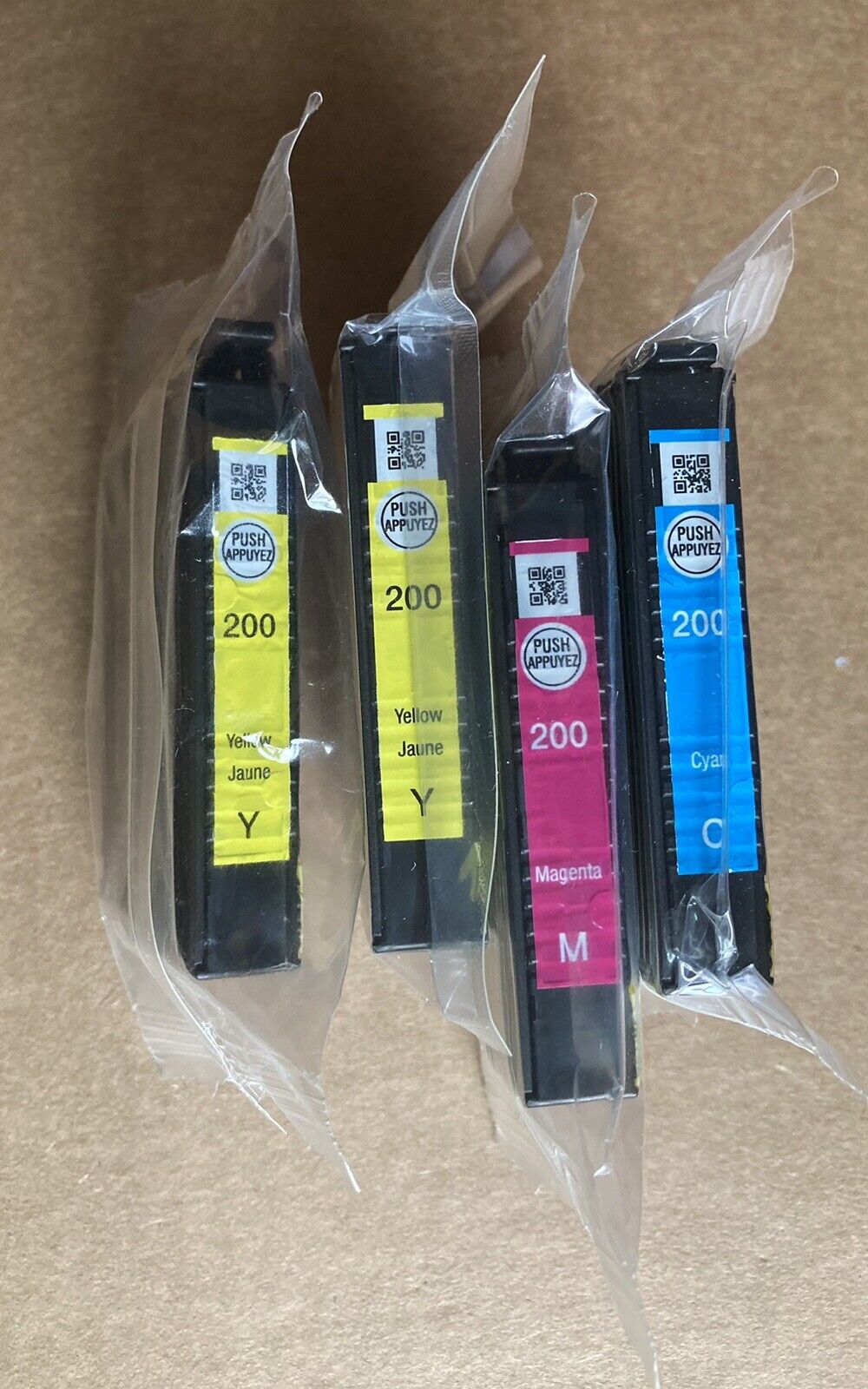 Genuine Epson color inc cartridges (1 x CYAN; 1 x Magenta; 2 x Yellow)  sealed.