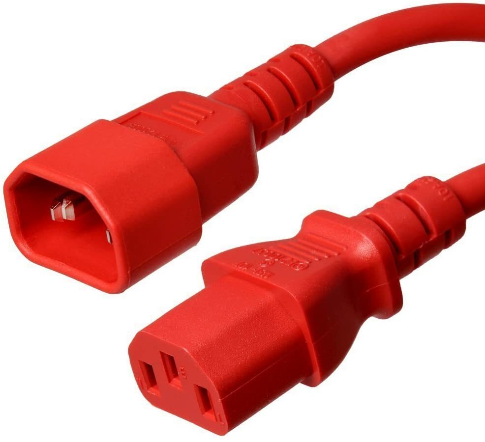 15 PACK LOT 15ft IEC C14 - C13 Red Power Cord 14AWG 15A/1875W 100-250V 4.6M