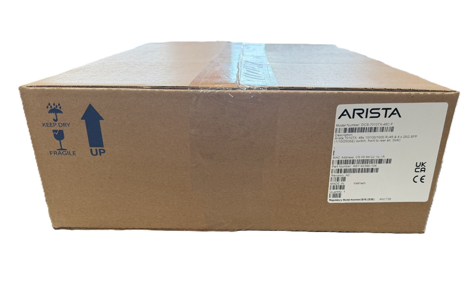 Arista DCS-7010TX-48-F 48P 1GbE 4P 25GbE SFP28 Switch, DCS-7010TX-48C-F