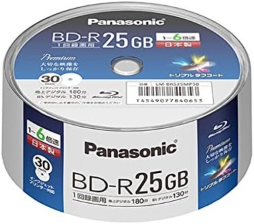 Panasonic 6x BR Disc Single Side 1-Layer 25GB 30-Spindles LM-BRS25MP30 DVD Japan