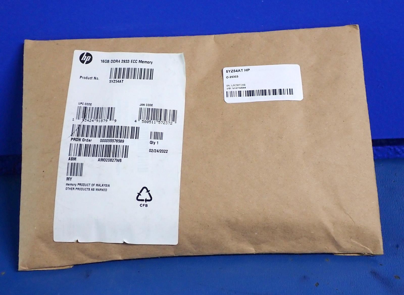 HP 5YZ54AT 16GB 2933 PC4-23400 SDRAM DIMM Workstation RAM | Sealed Genuine