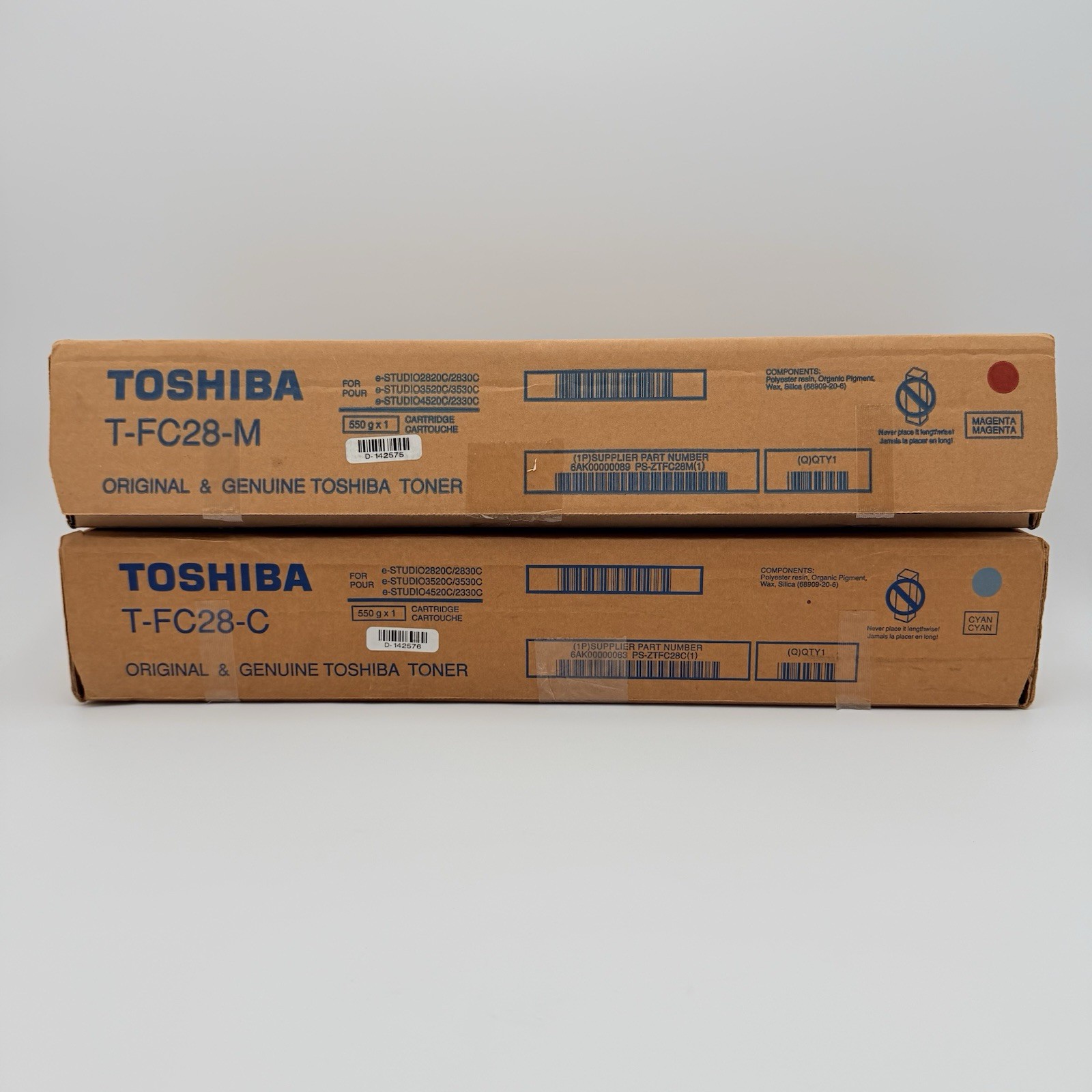 Genuine Toshiba T-FC28-C T-FC28-M Cyan Magenta Toner Lot of 2 OEM New