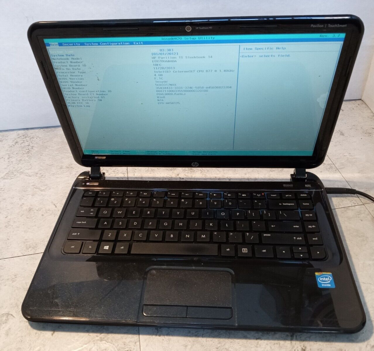 HP Pavilion Sleekbook 14 Laptop 14" Intel Celeron 877 4GB RAM *READ -FM