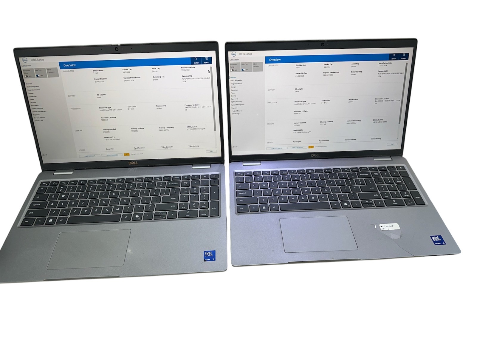 LOT OF 2:  DELL LATITUDE 5550 INTEL CORE ULTRA 5 125U - NO RAM SSD BATTERY AC