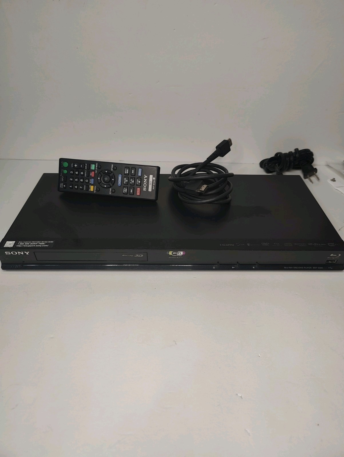 Sony BDP-S580 3D Blu-ray/ DVD Player 1080P WiFi HDMI Streaming - With Remote