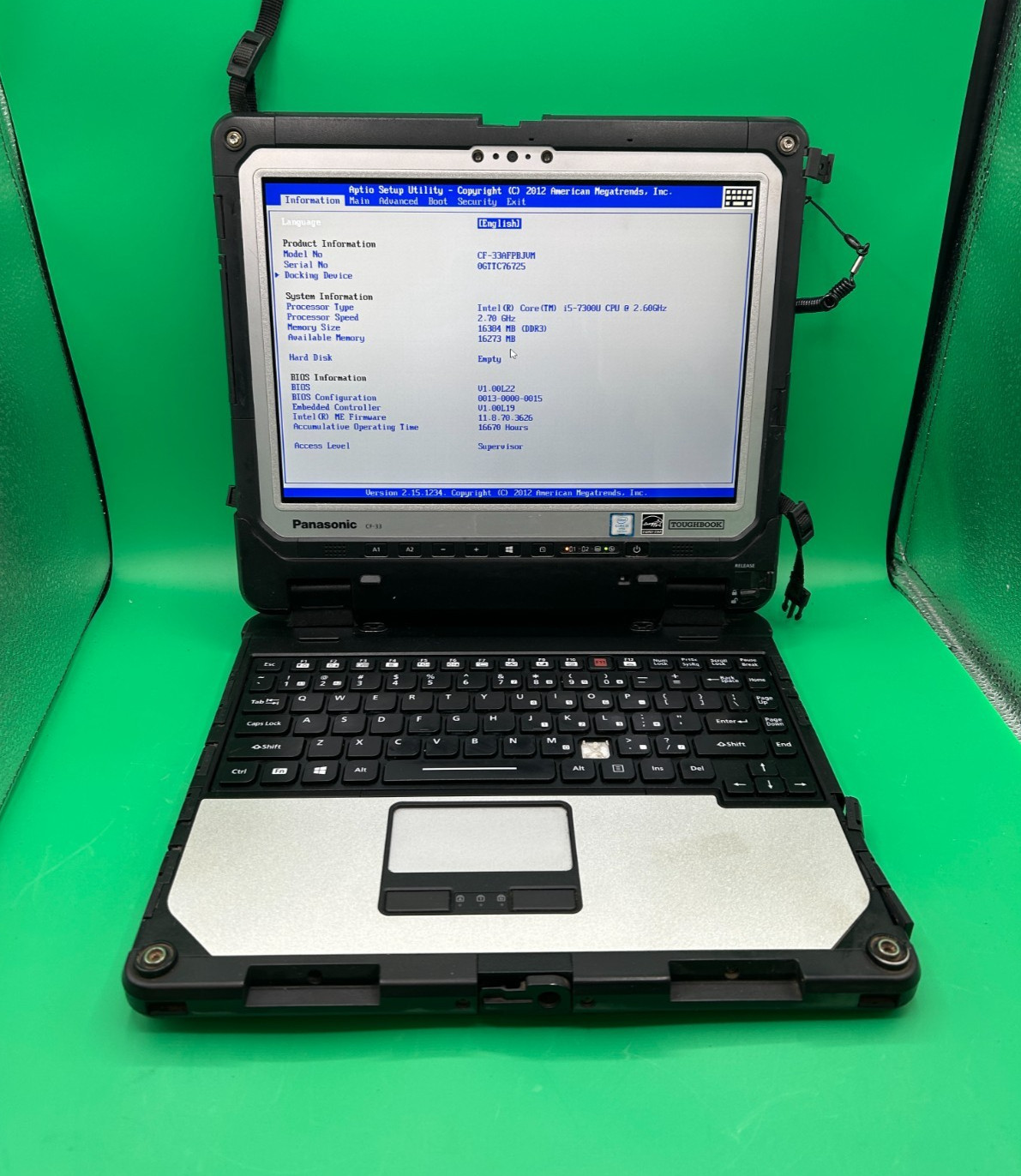 DEFECTIVE Panasonic Toughbook CF33 12 Touch i57300U 260GHz 16GB RAM With G3D