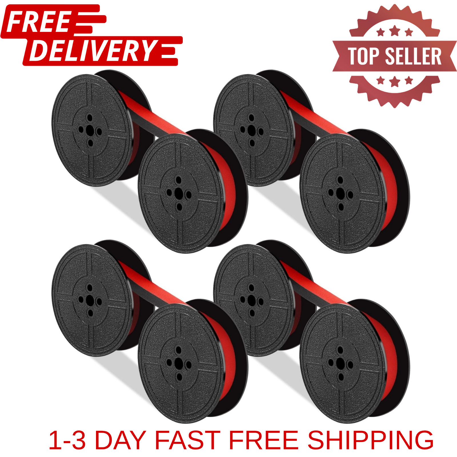 4 Pairs Universal Typewriter Ribbon, Red Twin Spool Typewriter Ink Ribbon, Twin