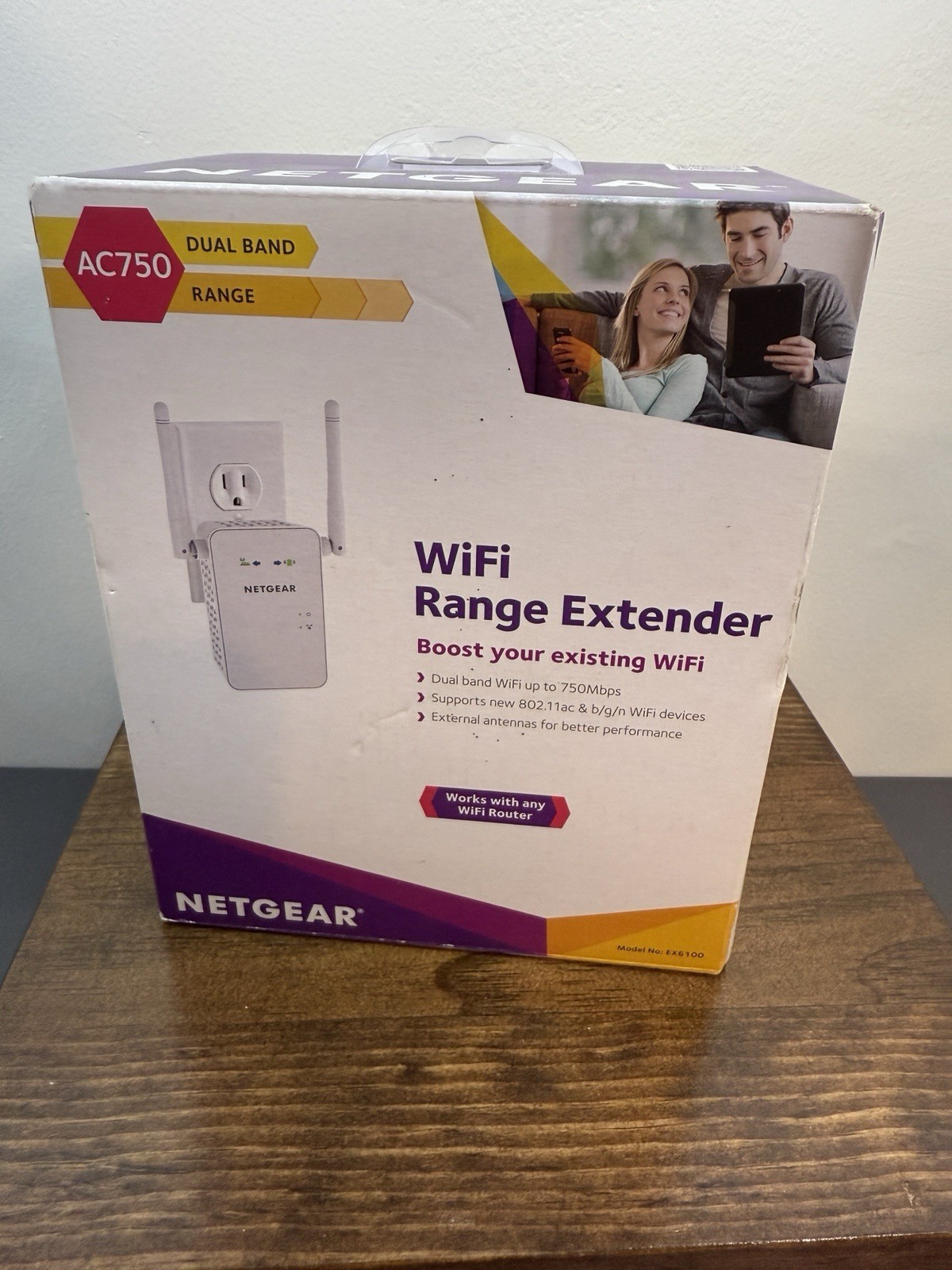 NETGEAR - AC750 Dual-Band Wi-Fi Range Extender - White (EX6100-100NAS)