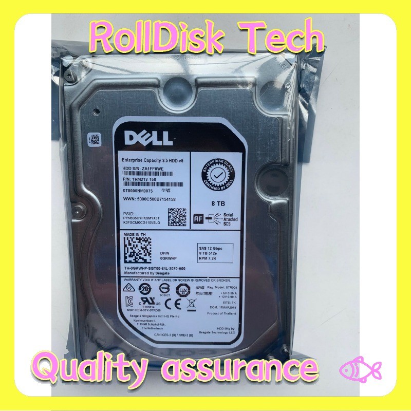 New DELL GKWHP 0GKWHP ST8000NM0075 8TB 7200RPM 256MB SAS 12Gb/s 3.5" Hard Drive
