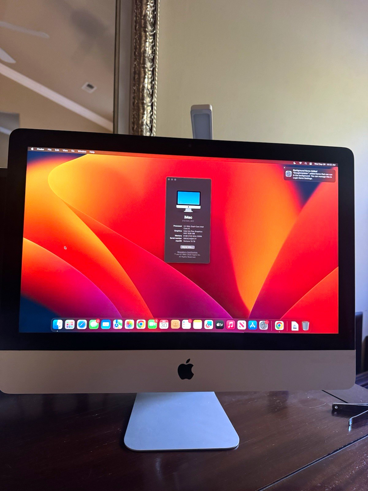 Apple iMac 21.5" (2017) Core i5 2.3GHz 8GB 1TB HDD Iris 640 Ventura