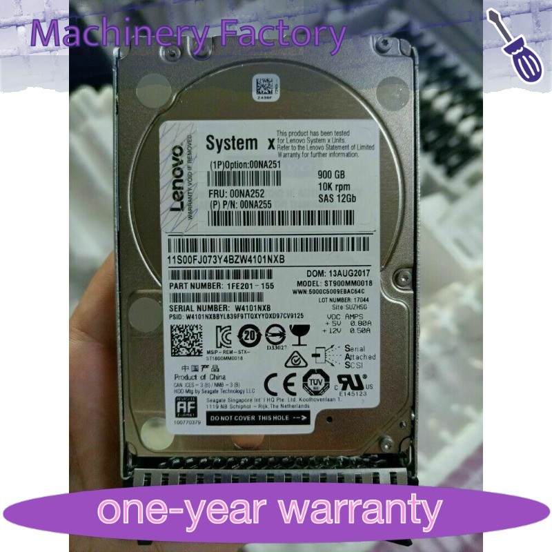 1PCS FOR FIT IBM/LENOVO 00NA252 00NA251 00NA255 900GB 10K 12Gbps G3HS 2.5" SAS