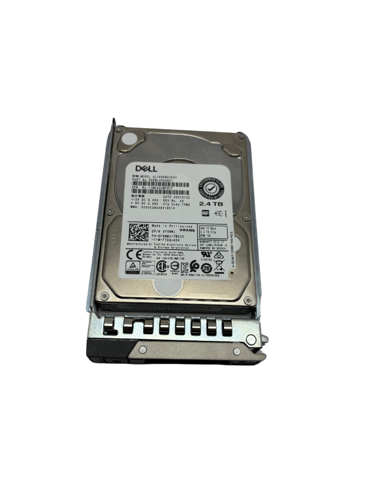 DELL F9NWJ 2.4TB 10K 12Gbps 2.5 512e SAS Hard Drive 14th 15th tray