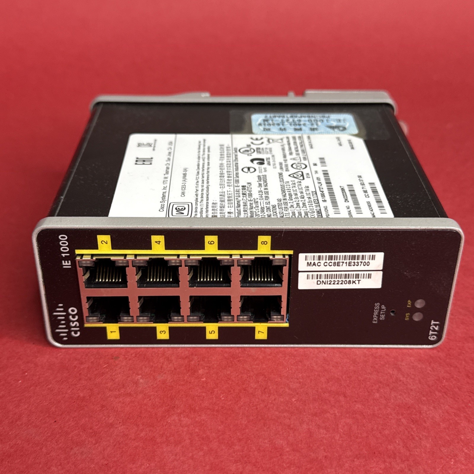 Cisco Industrial Ethernet 1000 Series IE-1000-6T2T-LM Switch TESTED WORKING