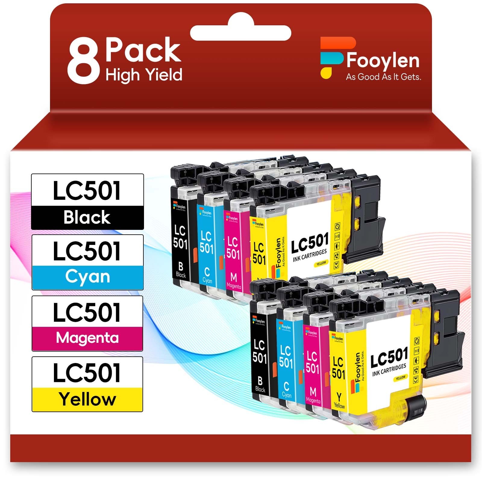 8x LC501 Ink Cartridges for Brother MFC-J1260DW MFC-J1360DW J1410DW LC501