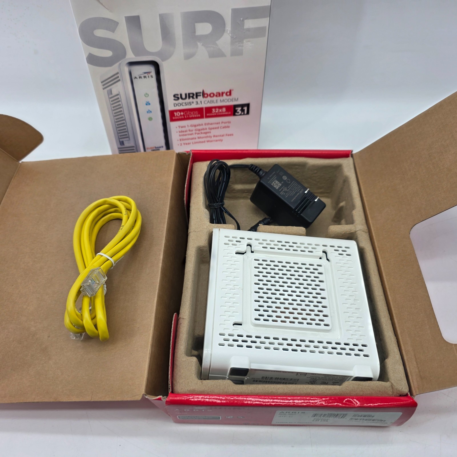 ARRIS SURFboard SB8200 DOCSIS 3.1 10 Gbps Cable Modem w Network Cable