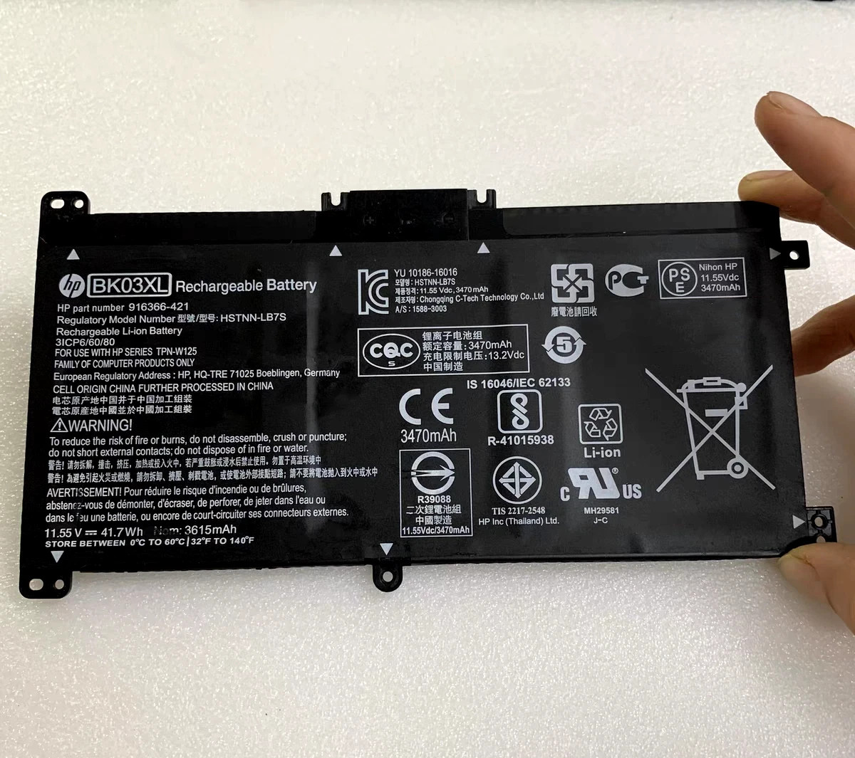 Genuine New BK03XL Battery for HP Pavilion X360 14-BA000 HSTNN-UB7G 916811-855