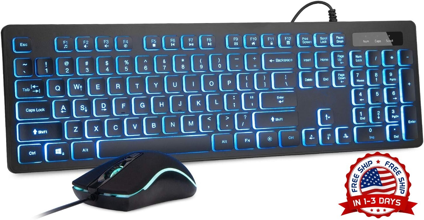 Jugeo De Teclado Y Mouse Gamer Para Gaming Multicolor RGB Raton Combo NUEVO US