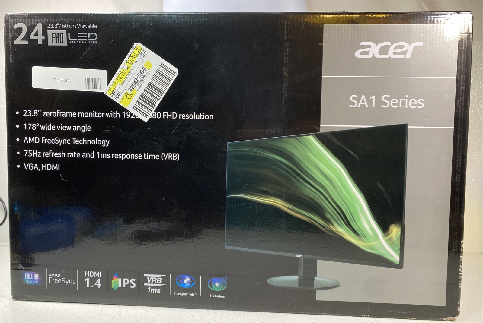 Acer 24” FHD Ultra-Thin IPS Monitor with AMD FreeSync, 75Hz-1ms New