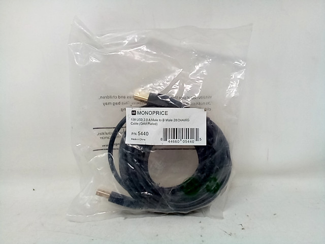 Monoprice USB 2.0 Cable - 15 Feet - Black | USB Type-a Male to USB Type-B Male  
