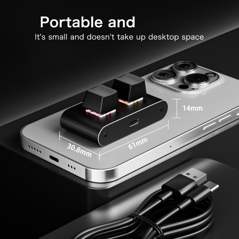 Universal Compatibility Two Key Corded Keypad Aluminum for Multiple Devices