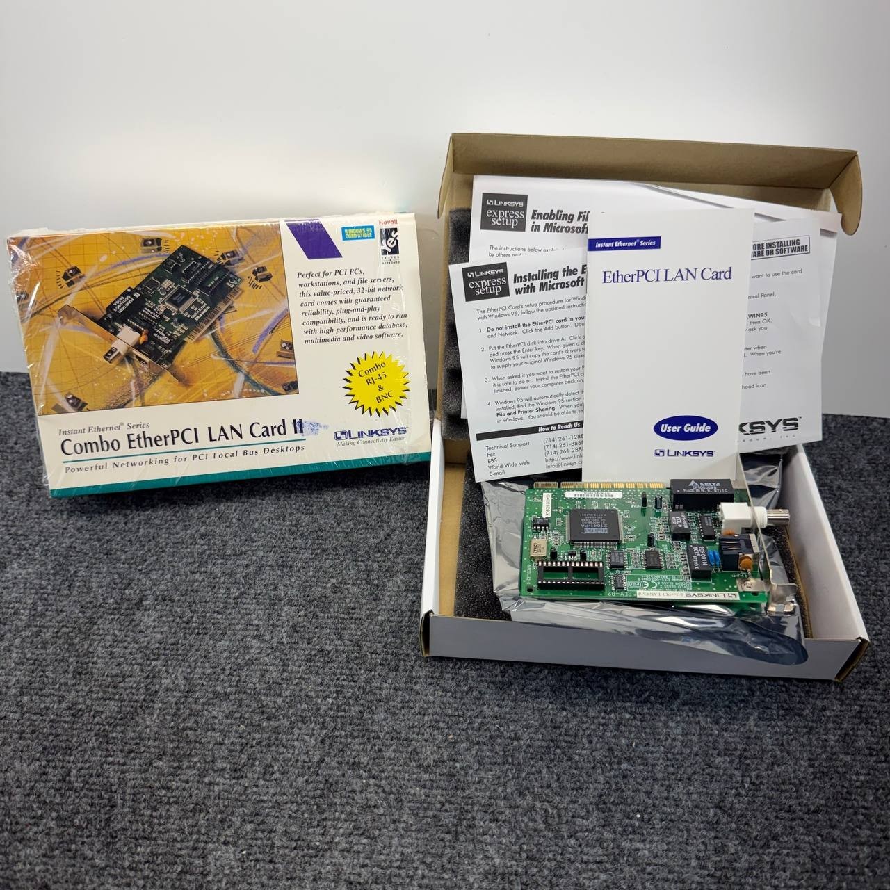 Linksys LNEPCI2 Combo EtherPCI LAN Card II 32 Bit Network Adapter RJ45 BNC Box